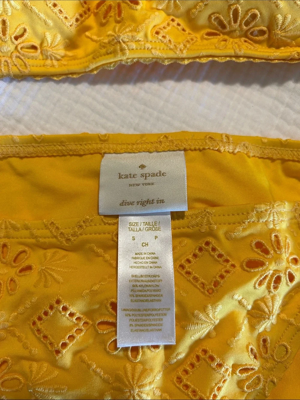Kate Spade Yellow Embroidered Bandeau Bikini Set
